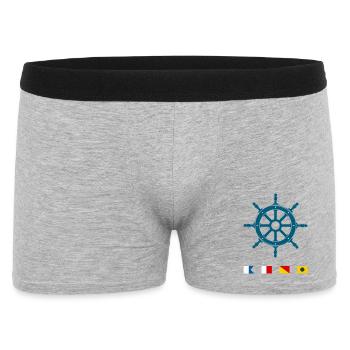 Maritime Signal Flags Steering Wheel Design - Men's Boxer Shorts - heather grey - Front