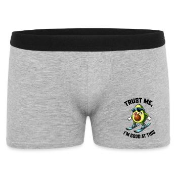 Avocado Skifahrer Lustig Wintersport Comic - Männer Boxer Shorts - Grau meliert - Vorne