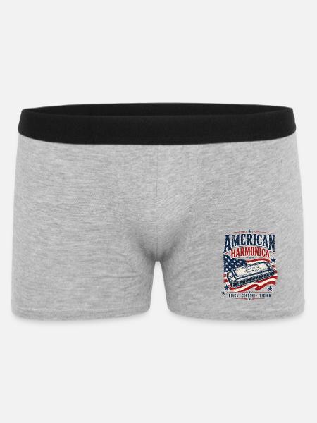 Instrument: Harmonica, Country Music, Harmonica - Men's Boxer Shorts - heather grey