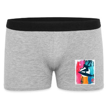 Surf-Silhouette im tropischen Sonnenuntergang - Männer Boxer Shorts - Grau meliert - Vorne