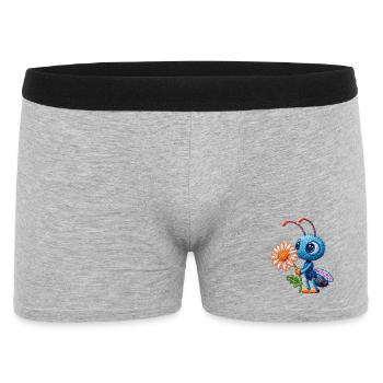 Biene im Stickerei-Look Blume Geschenk - Männer Boxer Shorts - Grau meliert - Vorne