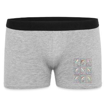 Haifisch Tropischer Ozean-Stempel TShirt Süßer Hai - Männer Boxer Shorts - Grau meliert - Vorne