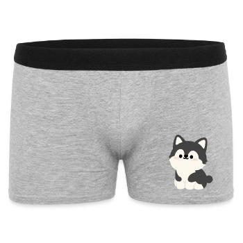 Kawaii Husky Pup Illustration - Men's Boxer Shorts - heather grey - Front