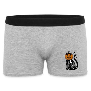 Halloween Katze Kürbiskostüm - Mit Sternen - Männer Boxer Shorts - Grau meliert - Vorne