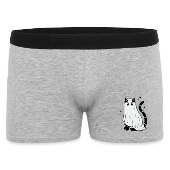 Halloween Katze Gespenst - Mit Sternen - Männer Boxer Shorts - Grau meliert - Vorne
