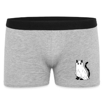 Halloween Katze Gespenst - SW - Männer Boxer Shorts - Grau meliert - Vorne