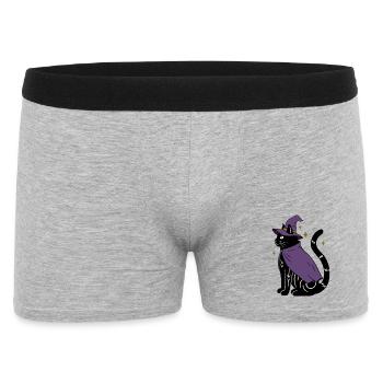 Magische Halloween Katze als Hexe - Bunt - Männer Boxer Shorts - Grau meliert - Vorne