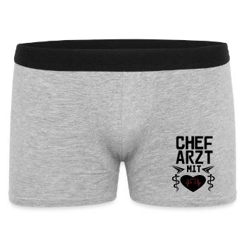 Chefarzt mit Herz Geschenk - Männer Boxer Shorts - Grau meliert - Vorne