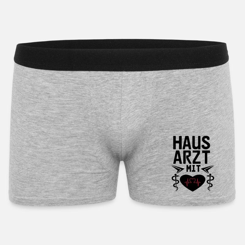 Hausarzt mit Herz Geschenk - Männer Boxer Shorts - Grau meliert