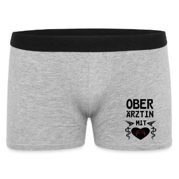 Oberärztin mit Herz Geschenk - Männer Boxer Shorts - Grau meliert - Vorne
