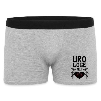 Urologe mit Herz Geschenk - Männer Boxer Shorts - Grau meliert - Vorne