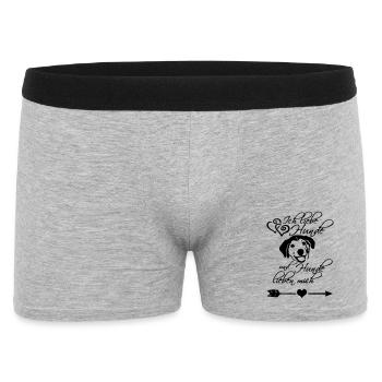 Ich liebe Hunde Liebe Tier Haustier Geschenk - Männer Boxer Shorts - Grau meliert - Vorne