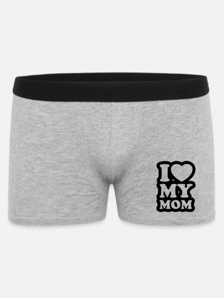 I love my mom - Ik hou van mijn moeder - Mannen Boxershorts - grijs gemêleerd