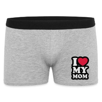 I love my mom - Ich liebe meine Mama - Männer Boxer Shorts - Grau meliert - Vorne
