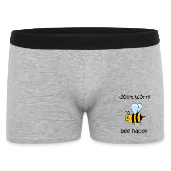 don't worry be happy, bee happy, happy bee - Men's Boxer Shorts - heather grey - Front