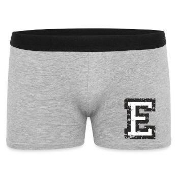 E (Vintage Weiß) Buchstabe E - Männer Boxer Shorts - Grau meliert - Vorne