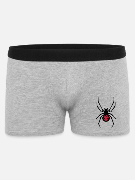 Schwarze Spinne mit Skull Muster - Männer Boxer Shorts - Grau meliert