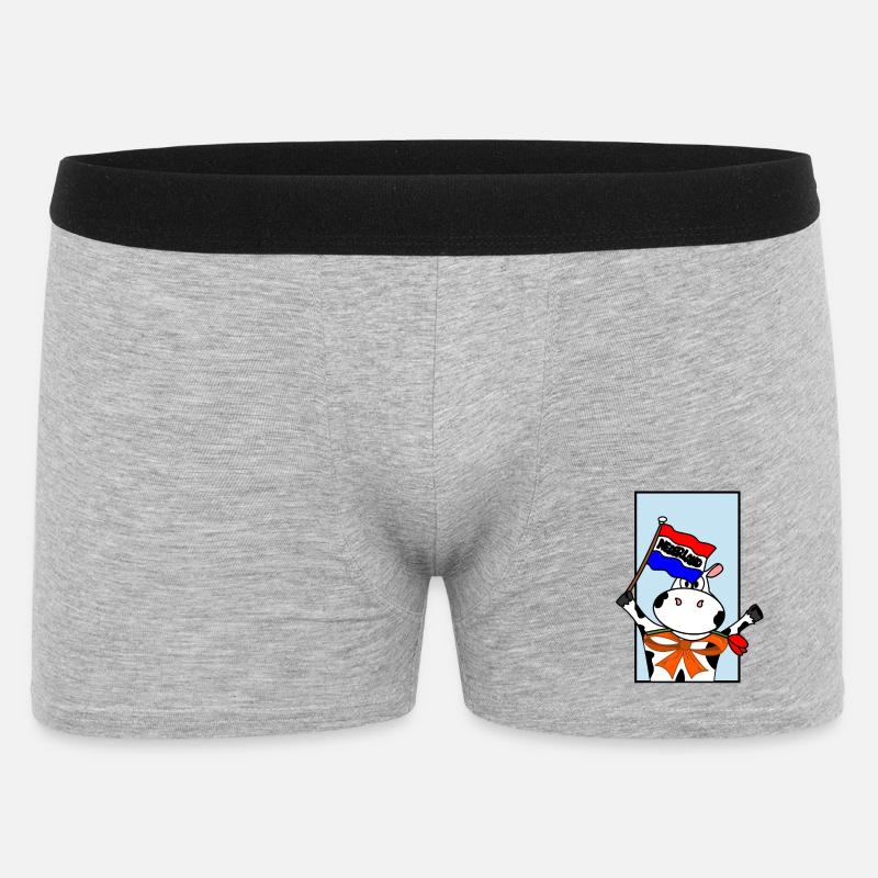 Kuh mit niederländischer Flagge - Männer Boxer Shorts - Grau meliert