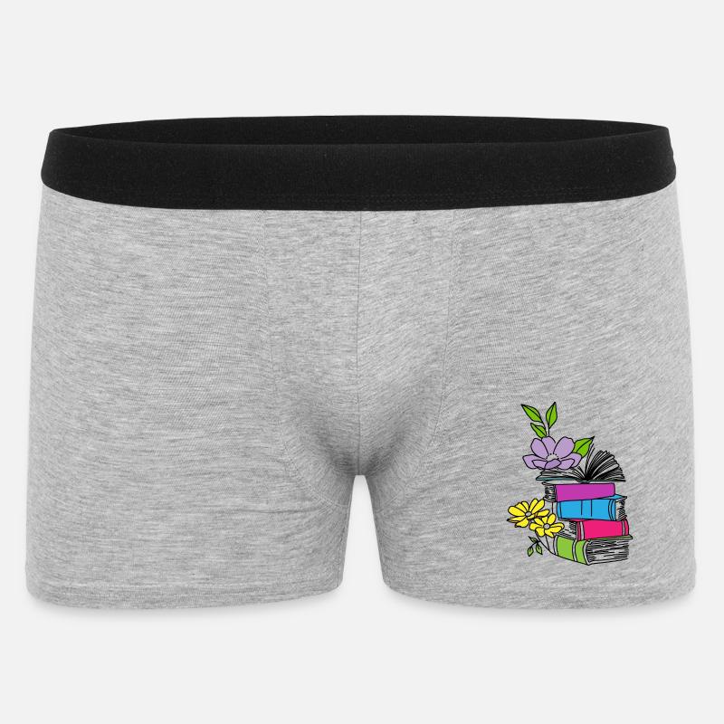Bücher mit Blumen - Männer Boxer Shorts - Grau meliert