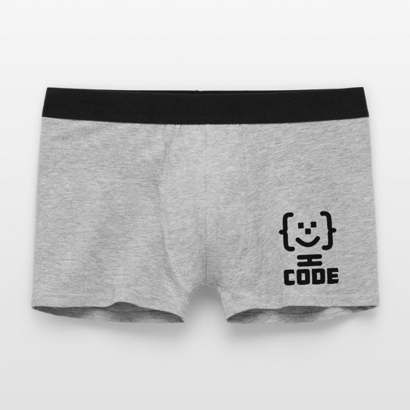 Logo du code du programmeur principal avec texte CODE Boxer Homme