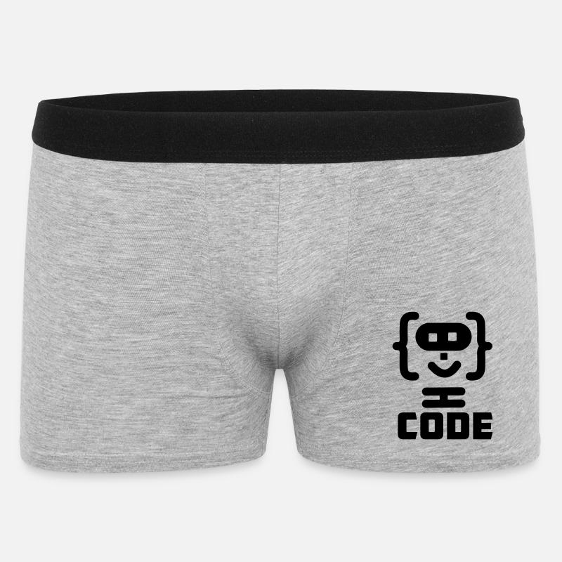 Hacker-Programmierer-Code-Logo mit Text CODE - Männer Boxer Shorts - Grau meliert