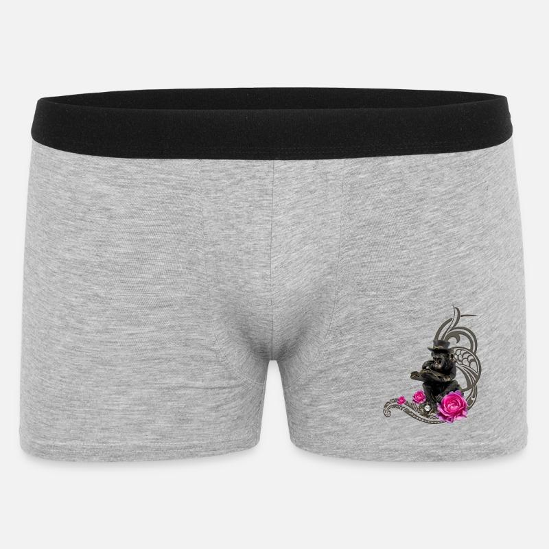 Lustiger Steampunk-Affe liest ein Buch - Männer Boxer Shorts - Grau meliert