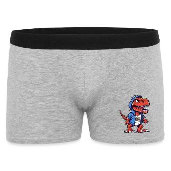 Dino in Hoodie mit Coolem Blick - Männer Boxer Shorts - Grau meliert - Vorne