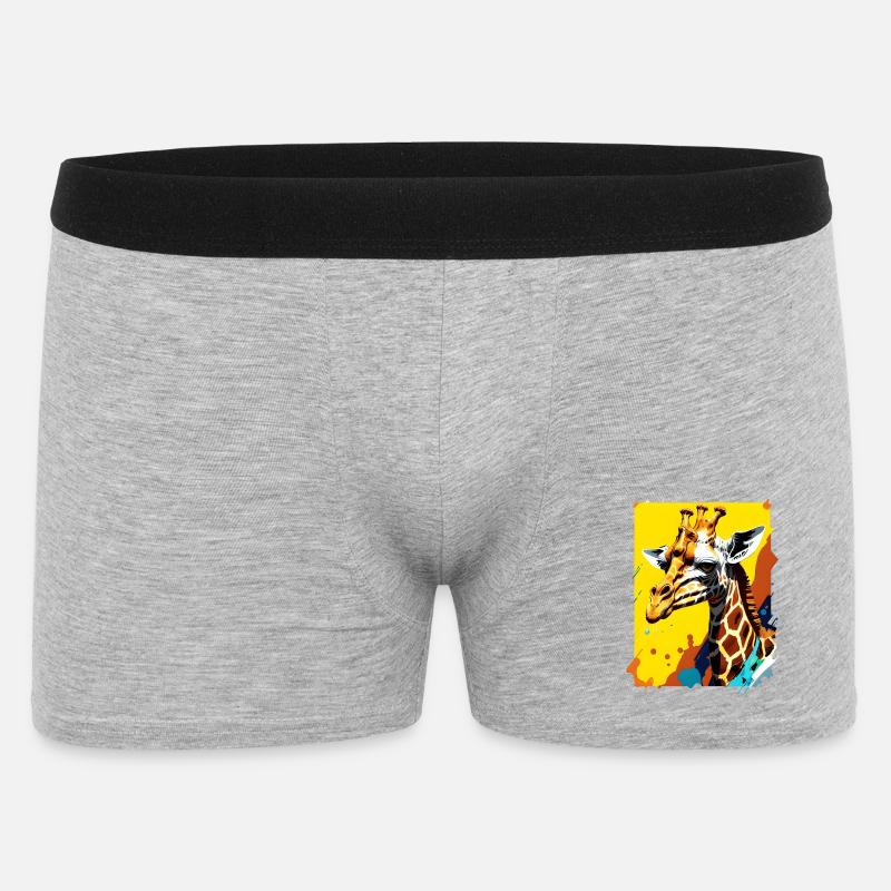 Giraffe Farbexplosion Neon - Männer Boxer Shorts - Grau meliert