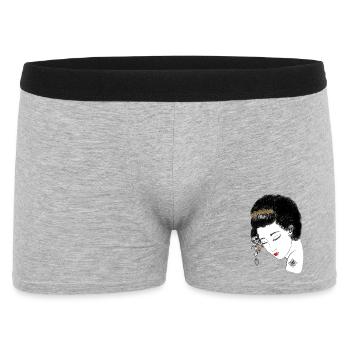 Japan Geisha, Flower Crown Portrait in Gold, - Men's Boxer Shorts - heather grey - Front