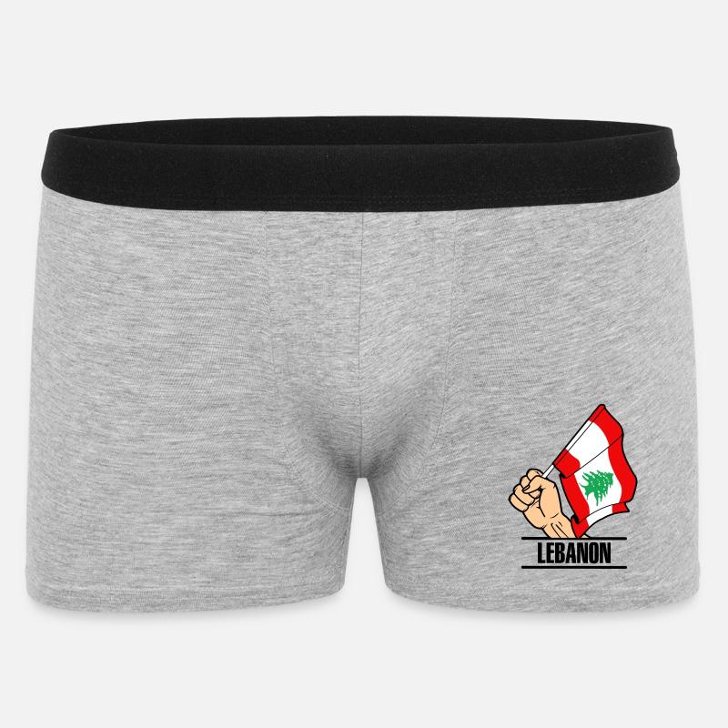 Flagge Libanon faust text LIBANON - Männer Boxer Shorts - Grau meliert