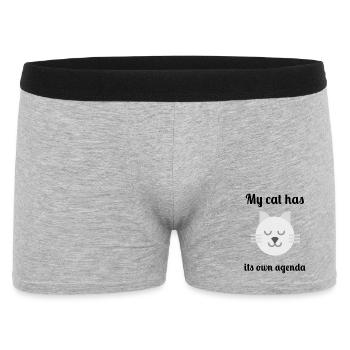 Meine Katze hat ihre eigene Agenda - Männer Boxer Shorts - Grau meliert - Vorne
