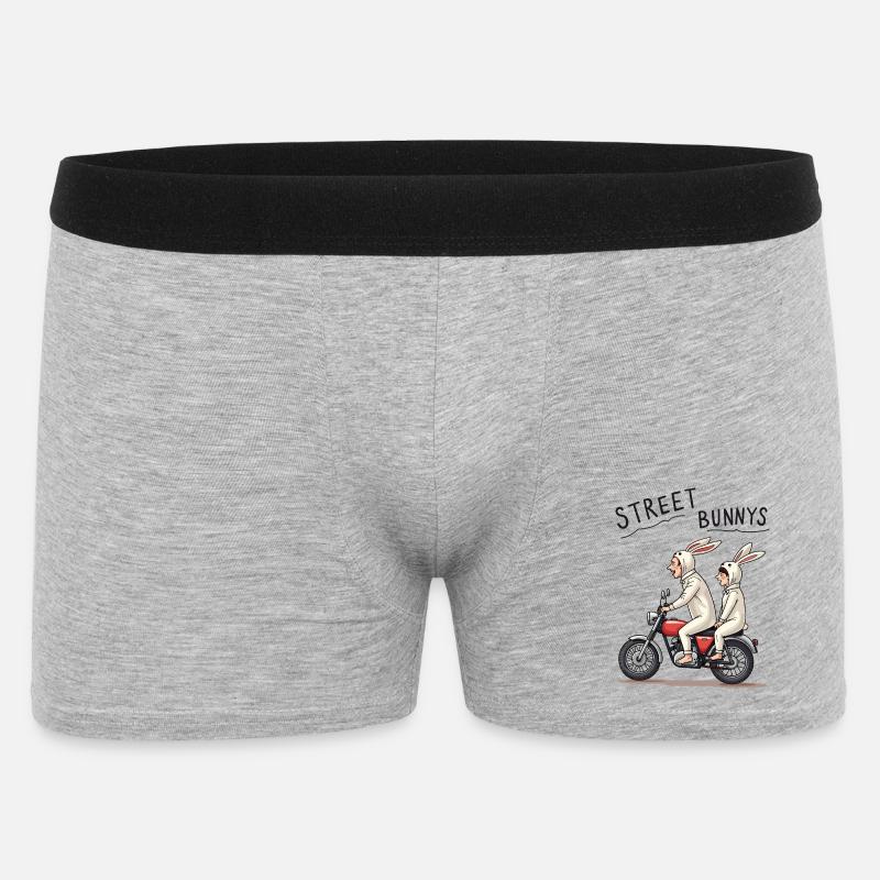 Biker Hasen - Männer Boxer Shorts - Grau meliert