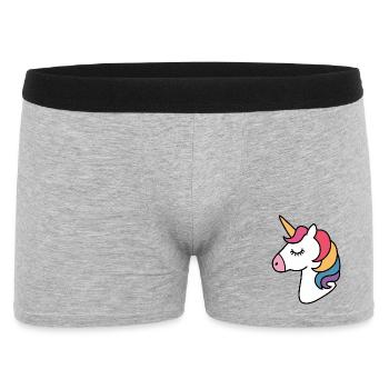 Regenbogen-Einhorn - Männer Boxer Shorts - Grau meliert - Vorne