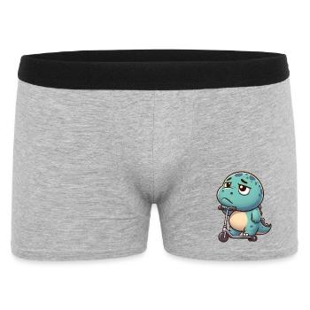 Cute Dino Trex Scooter Cartoon Boredom - Men's Boxer Shorts - heather grey - Front