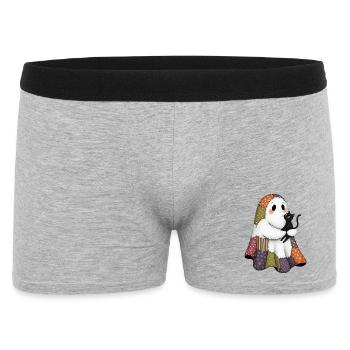 Patchwork Ghost with Black Cat - Men's Boxer Shorts - heather grey - Front