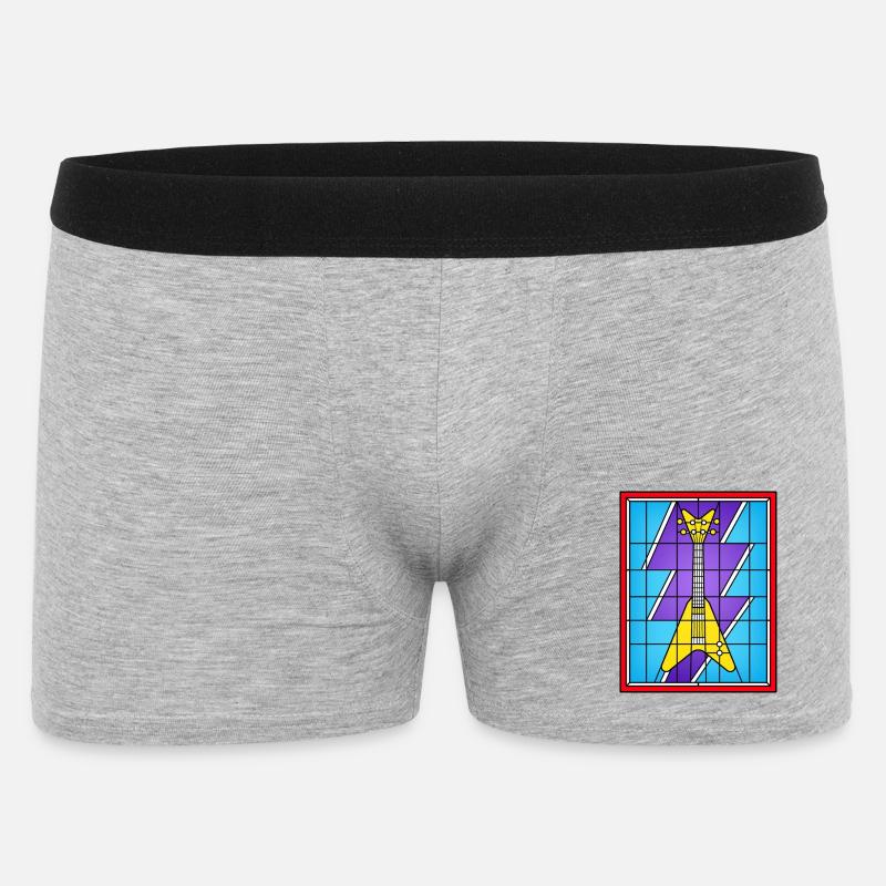 Buntglasgelbe E-Gitarre - Männer Boxer Shorts - Grau meliert