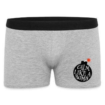 Calm Like Bomb Paradox Ironie Humor Explosiv Witz - Männer Boxer Shorts - Grau meliert - Vorne