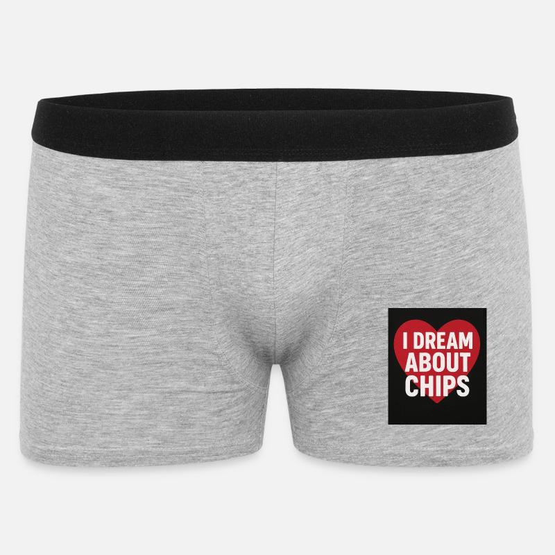 Ich träume von Chips Heart - Männer Boxer Shorts - Grau meliert