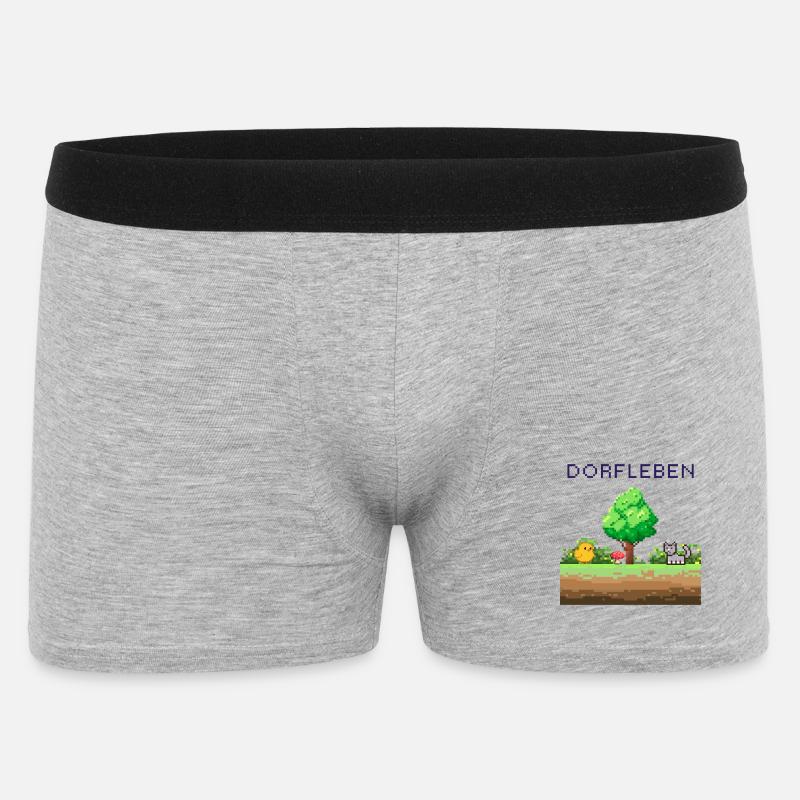 Dorflleben Pixelwelt - Männer Boxer Shorts - Grau meliert