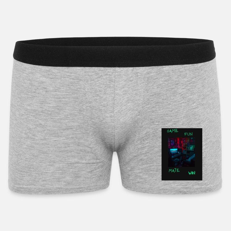 Neon Retro Gaming Raum Spruch - Männer Boxer Shorts - Grau meliert