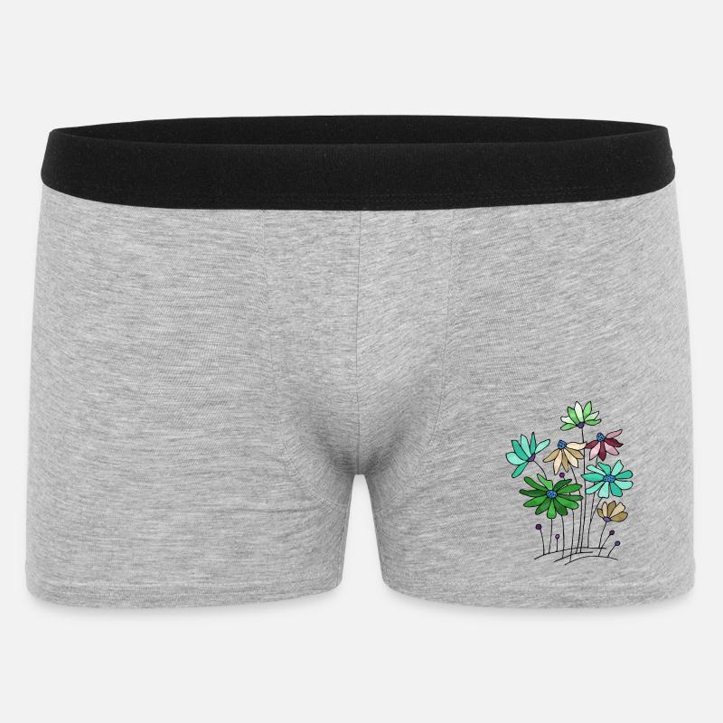 Blumen - Männer Boxer Shorts - Grau meliert