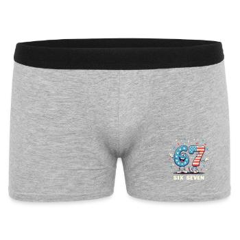 US Flag 67 Memes Six Seven - Männer Boxer Shorts - Grau meliert - Vorne