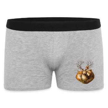 Forest Animals United – Deer Fox Bear Illustration - Men's Boxer Shorts - heather grey - Front