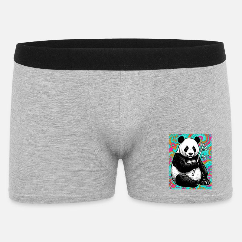 Panda - Männer Boxer Shorts - Grau meliert