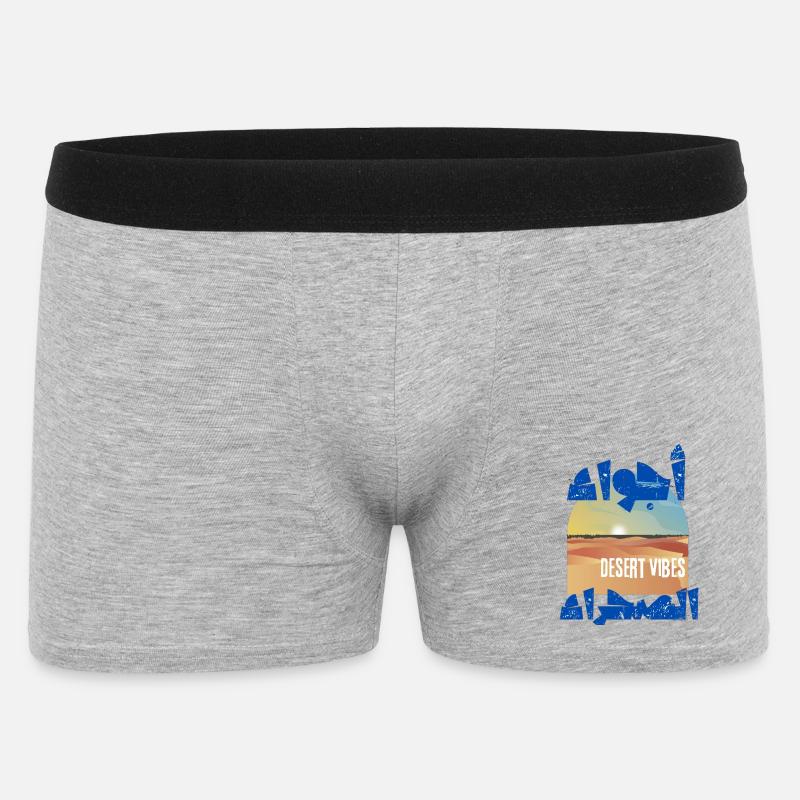 Wüstendünen und Sonnenuntergangsatmosphäre - Männer Boxer Shorts - Grau meliert