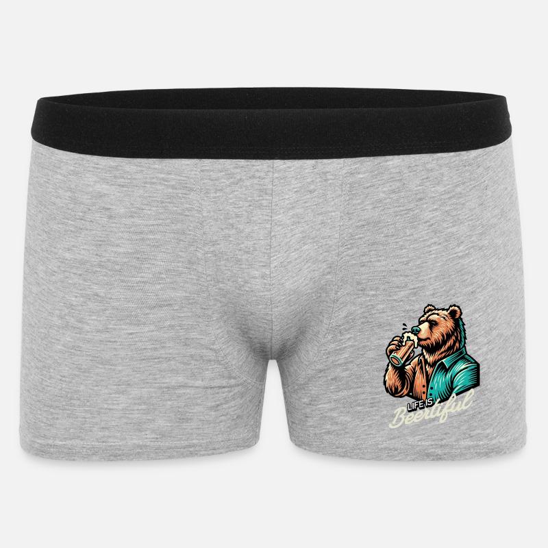 beertiful life  - Männer Boxer Shorts - Grau meliert