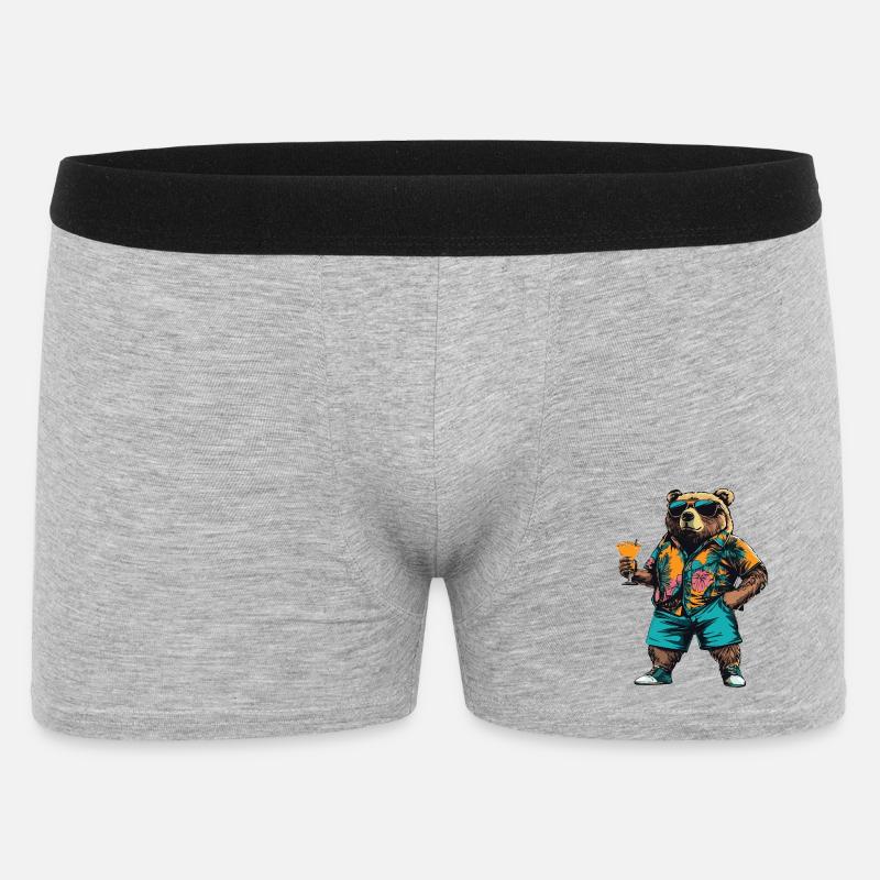 Bär Comic Sommer - Männer Boxer Shorts - Grau meliert