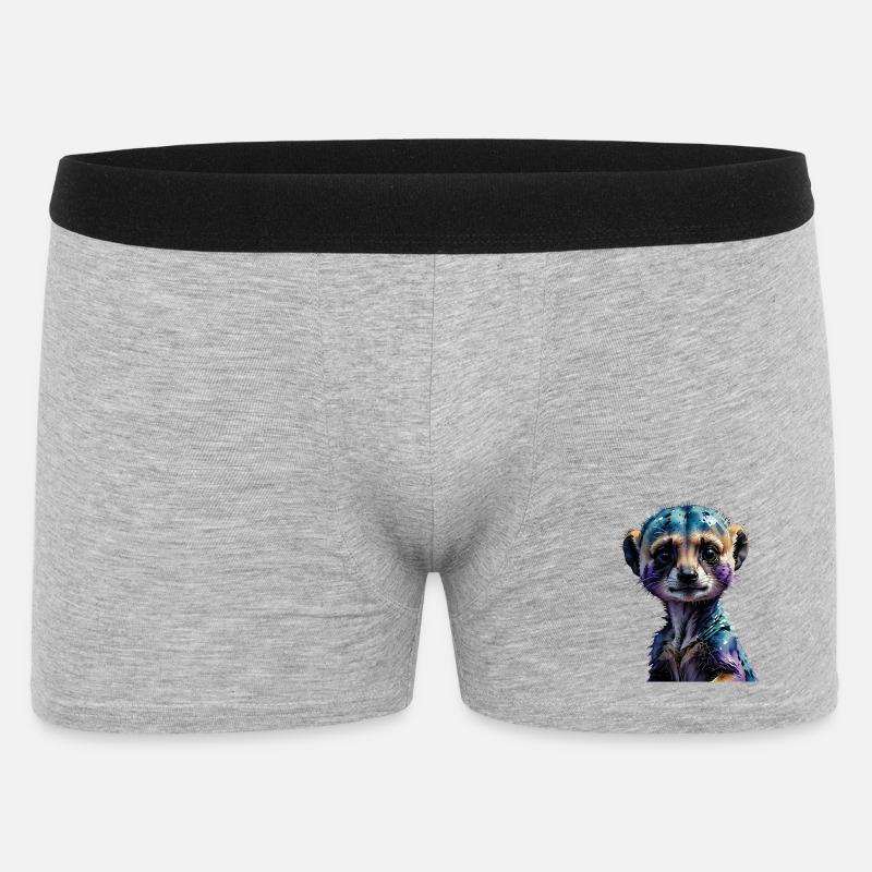 Buntes Erdmännchen Wasserfarben-Illustration - Männer Boxer Shorts - Grau meliert