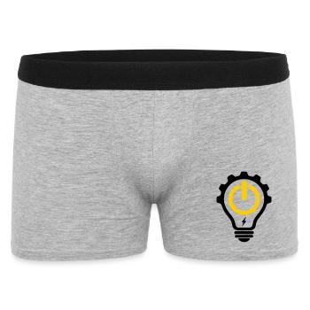 Elektriker Glühbirne Blitz und Zahnrad - Männer Boxer Shorts - Grau meliert - Vorne