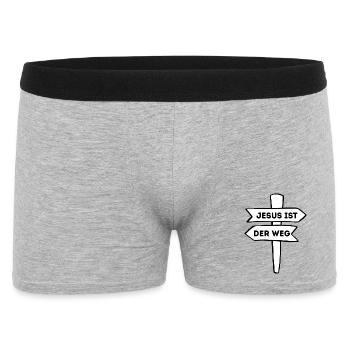 Jesus ist der Weg – Christliches Design - Männer Boxer Shorts - Grau meliert - Vorne